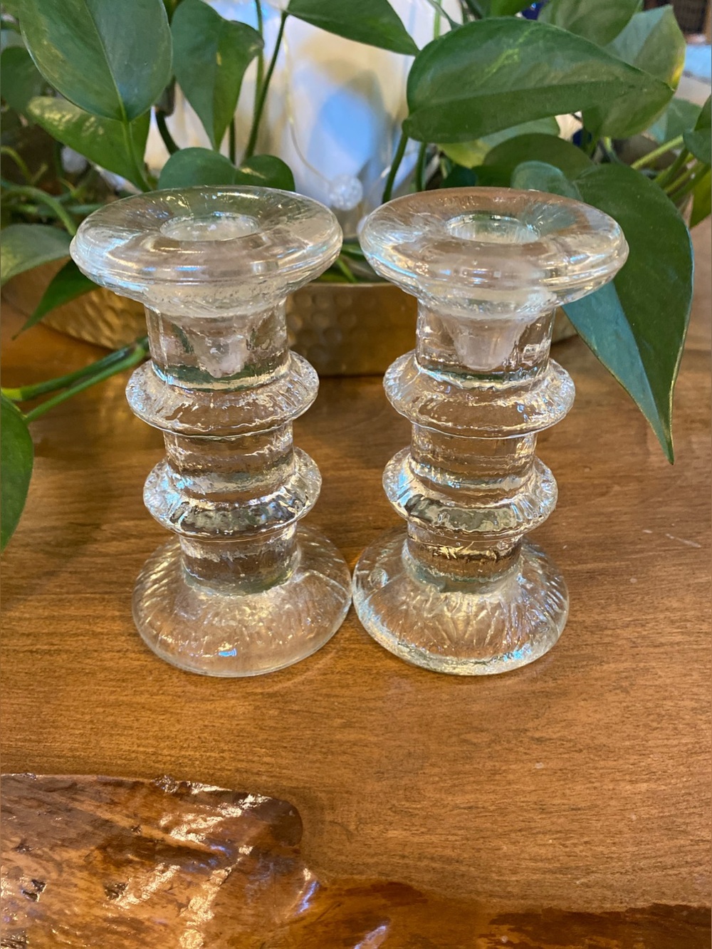 Iittala Finland Timo Sarpaneva Festivo 2-Ring Glass Candle Holders Set Of 2